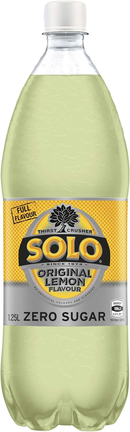 Solo Lemon Zero Sugar Soft Drink, 12 x 1.25L