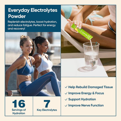 Venture Pal Sugar Free Electrolyte Powder Packets - Liquid Daily IV Hydration Packets for Rapid Rehydration | 7 Electrolytes & 5 Vitamins | Keto Friendly | Non-GMO | Vegan | Fast Dissolve | 16 Sticks