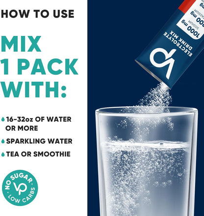 Venture Pal High Sodium Sugar Free Electrolytes Powder Packet - Zero Calories- 30 Sticks