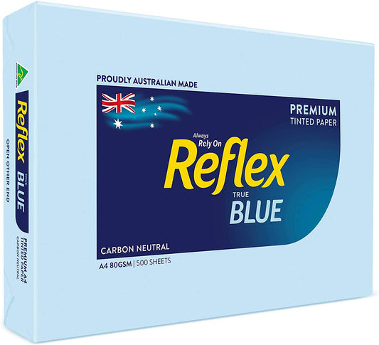 Reflex Australian Made Coloured Paper Reflex Blue  A4, 80g, 500 Sheets