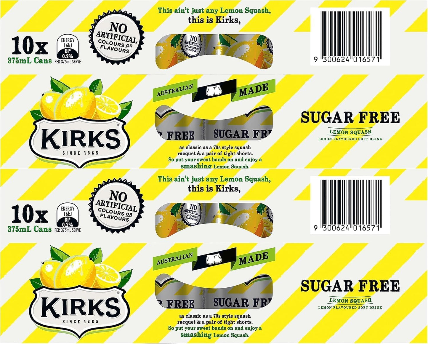 Kirks Lemon Squash Sugar Free Soft Drink Multipack Cans 20 x 375 mL