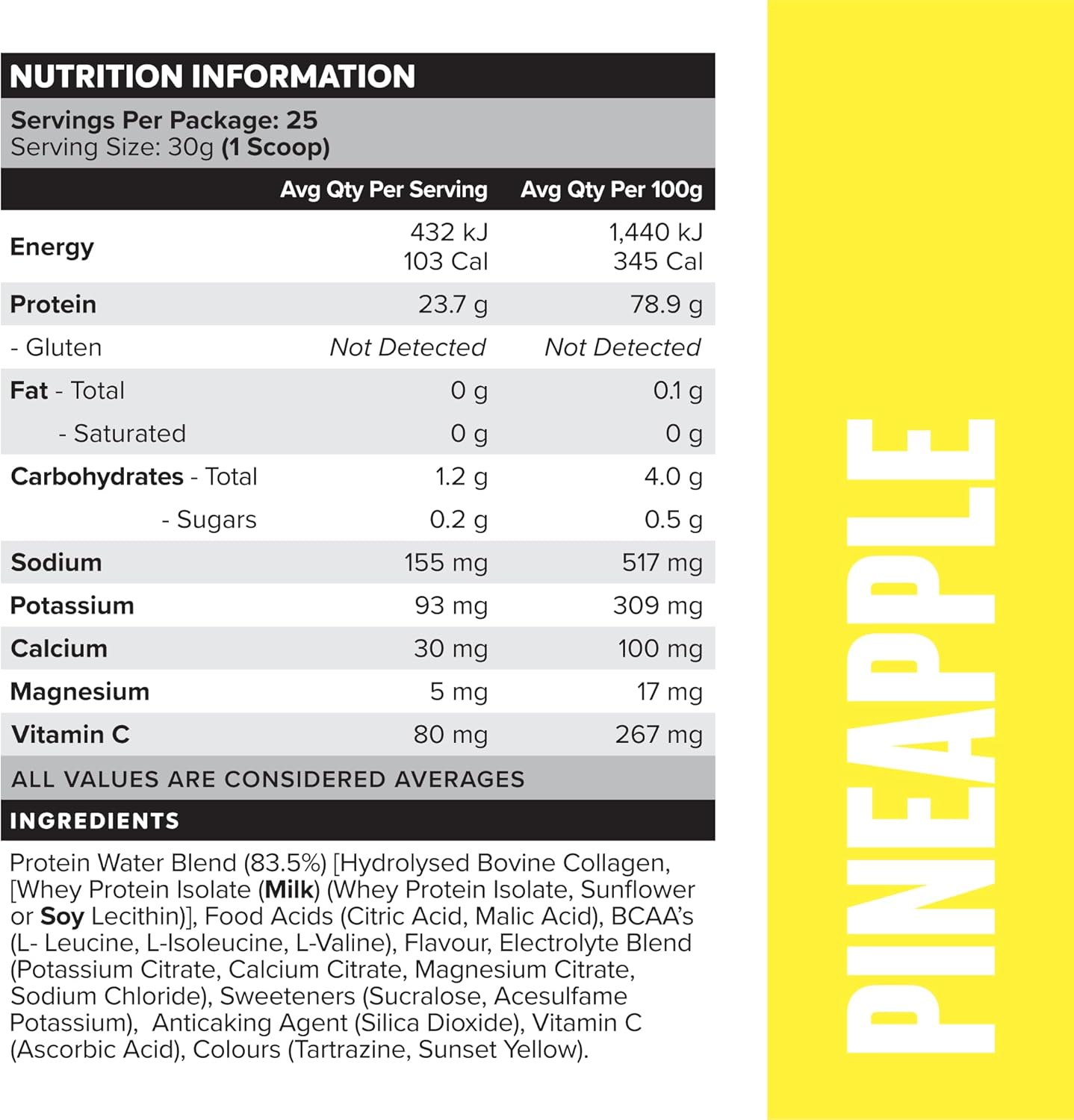 Muscle Nation Pineapple Protein Water 750g (25 Serves)