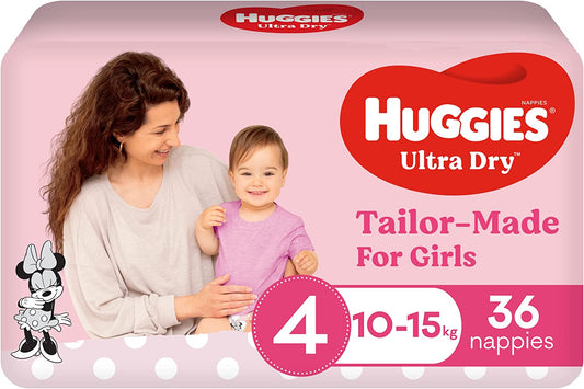 Huggies Ultra Dry Nappies Girl Size 4 (10-15kg) 36 Count
