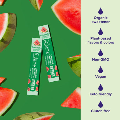 Ultima Replenisher Daily Electrolyte Drink Mix – Watermelon, 20 Stickpacks – Hydration Packets with 6 Electrolytes & Trace Minerals – Keto Friendly, Vegan, Non-GMO & Sugar-Free Electrolyte Powder