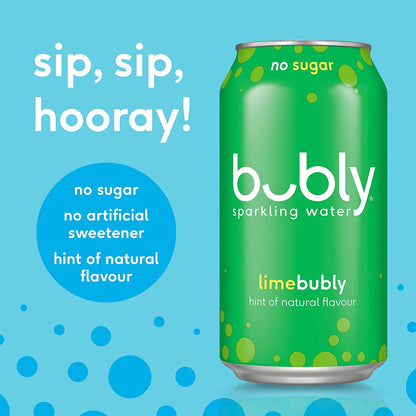 Bubly Lime Flavoured Sparkling Water Can 375 ml 8 pack