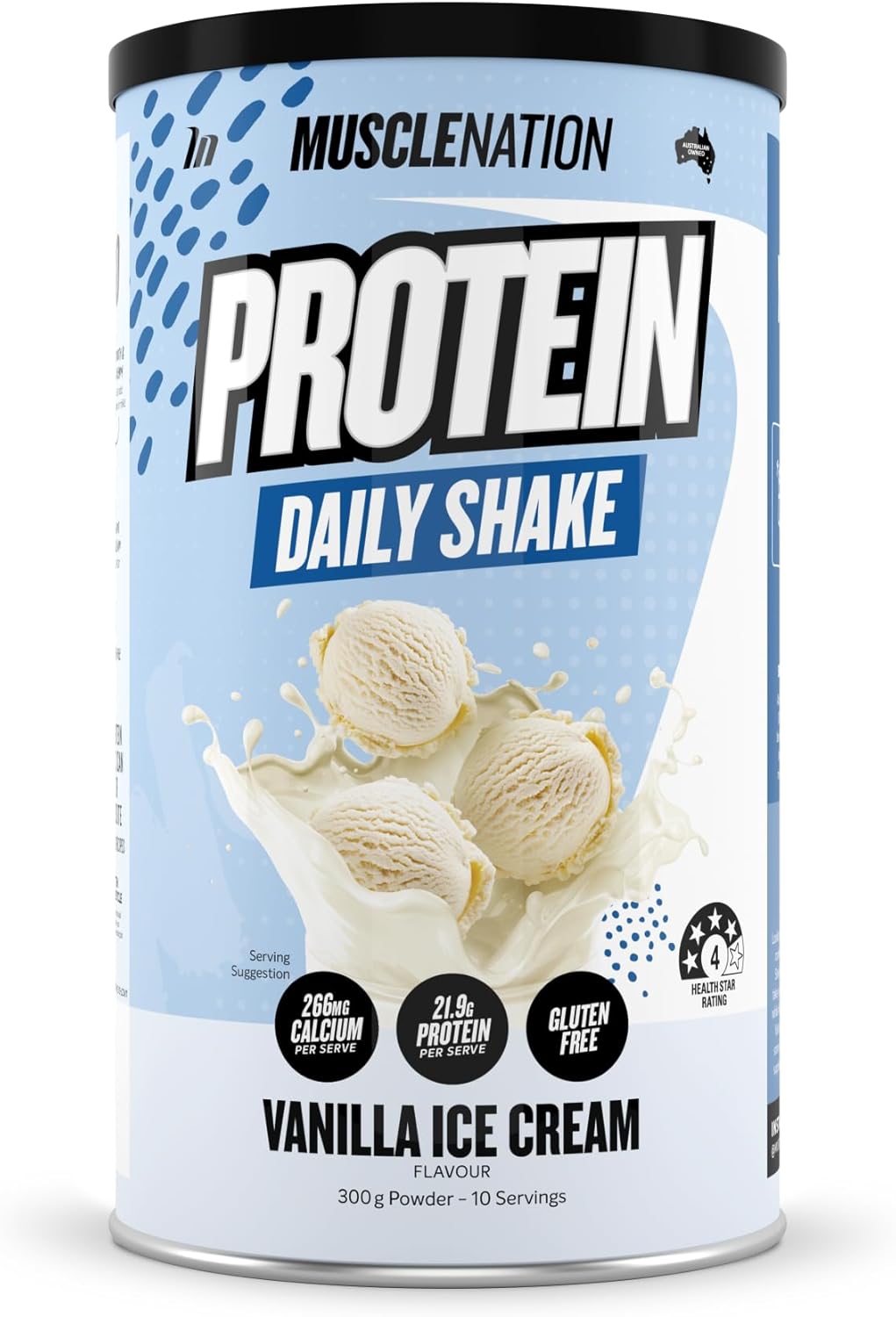 Muscle Nation Vanilla Ice Cream Daily Shake - Protein Powder-300g (10 Serves)