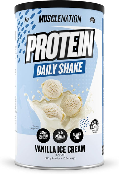 Muscle Nation Vanilla Ice Cream Daily Shake - Protein Powder-300g (10 Serves)