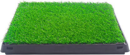 Dog Pee Grass Pad with Tray，Artificial Pet Grass Indoor Dog Potty Pet Potty Training Pads Pet Turf Outdoor Supplies Portable Bathroom, Green, 25x20x2.5inch