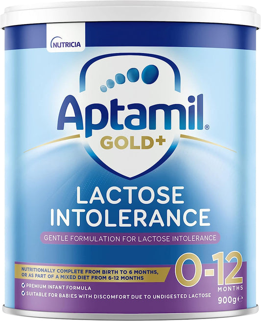 Aptamil Gold+ Lactose Intolerance Baby Infant Formula Lactose Free from Birth to 12 Months, 900 g