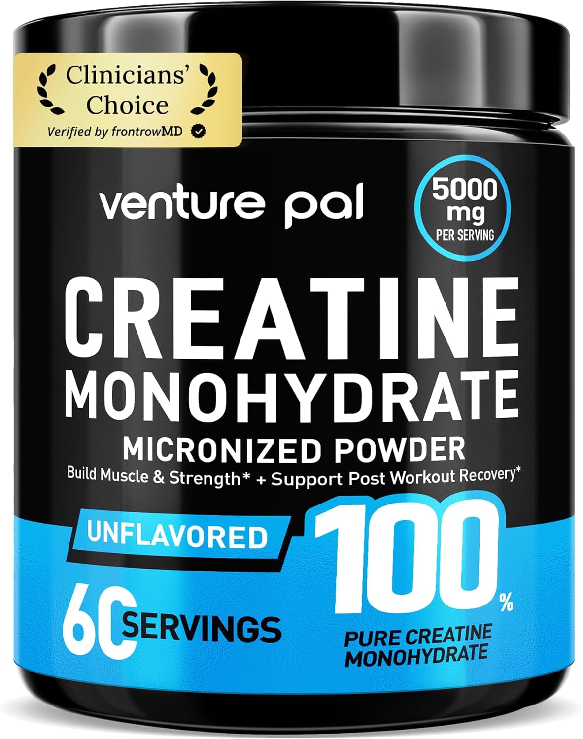 Venture Pal 100% Pure Micronized Creatine Monohydrate Powder, Unflavored Creatine for Women & Men, Vegan, Keto, Gluten Free, 5 g (5000mg)