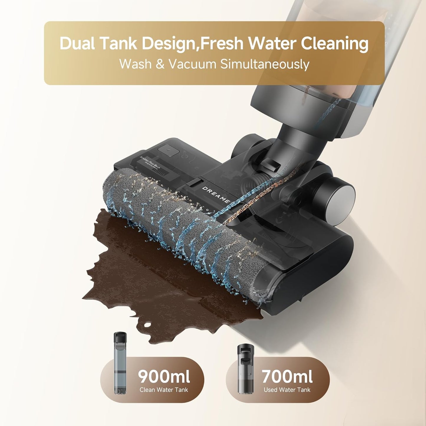 dreame G10 Wet Dry Vacuum Cleaner, Cordless Vacuum Mop All in One with Auto Self-Cleaning, Up to 30 Mins Runtime, Cordless Floor Cleaner Machine for Hard Floors, Edge Cleaning Wet Dry Vacuum