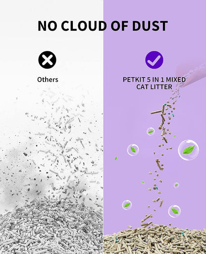 PETKIT Everclean 5 in 1 Mixed Cat Litter,Strong Clumping Cat Litters,Odor Control and Unscented
