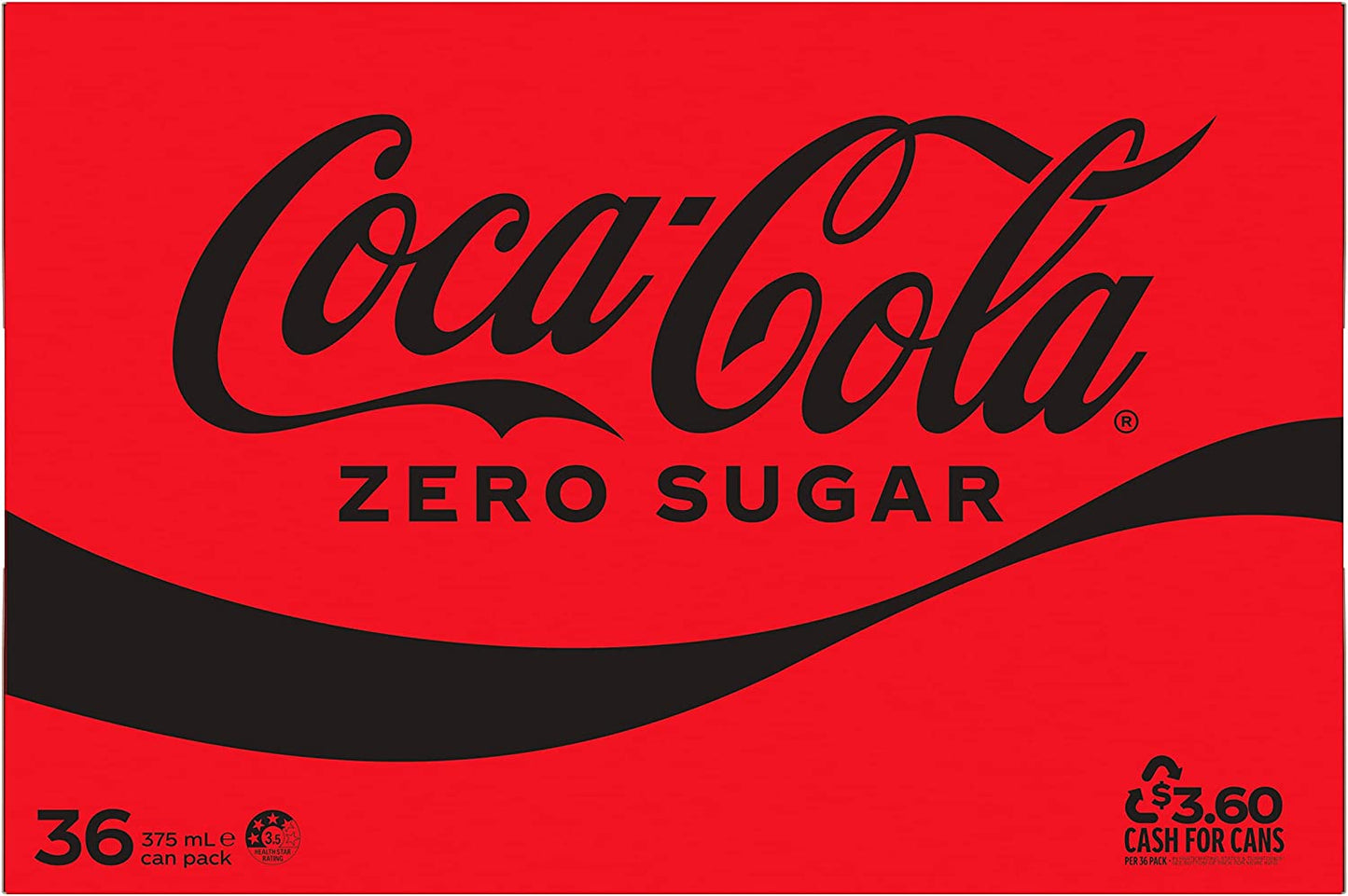Coca-Cola Zero Sugar Soft Drink Multipack Cans 36 x 375mL