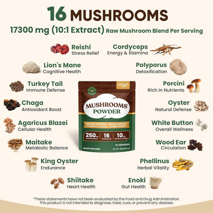 Venture Pal 16 in 1 Mushroom Powder (90 Servings) - 1,557,000mg Mushroom Coffee