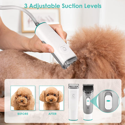 ArkiFACE Dog Grooming Kit Pet Grooming Vacuum Suction, 1 in 5 Dog Hair Clippers Vacuum Hair Trimmer Grooming Tools, Low Noise Professional Pet Grooming Kit, Suitable for Dogs, Cats, and Other Pets