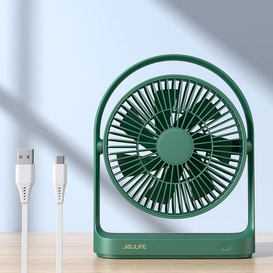 JISULIFE Desk Fan, Small Personal USB Desktop Fan with 4 Speeds, Quiet Operation Mini  for Home Desktop Office Table Bedroom, Strong Wind, 330°Rotate