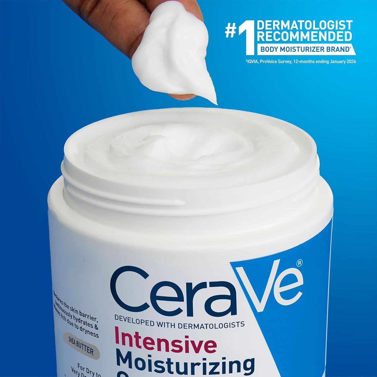 CeraVe Intensive Moisturizing Cream, Body Moisturizer With Shea Butter, 72H Hydration + Skin Barrier Repair, Fragrance-Free Body Lotion For Extremely Dry Skin, 19oz