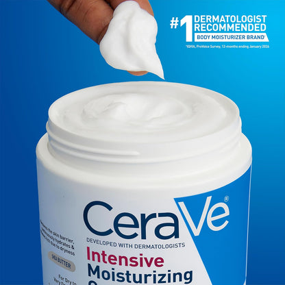 CeraVe Intensive Moisturizing Cream, Body Moisturizer With Shea Butter, 72H Hydration + Skin Barrier Repair, Fragrance-Free Body Lotion For Extremely Dry Skin, 19oz
