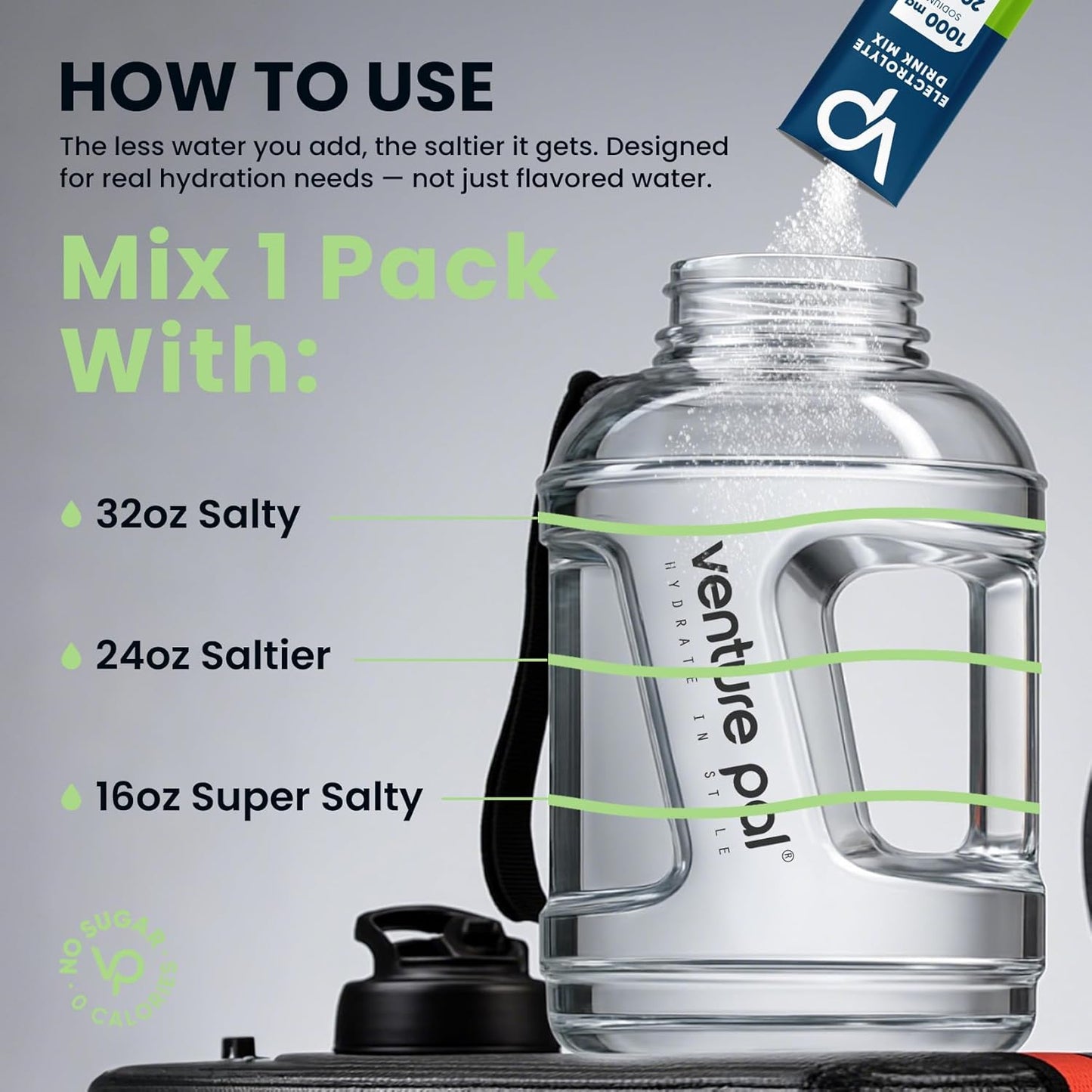 Venture Pal High Sodium Sugar-Free Electrolyte Powder Packe-Zero sugar| 30 Sticks