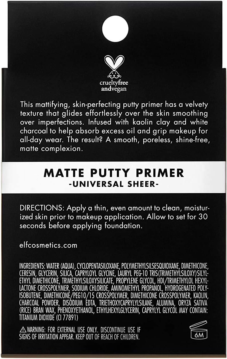 e.l.f, Matte Putty Primer, Skin Perfecting, Lightweight, Oil-free formula, Mattifies