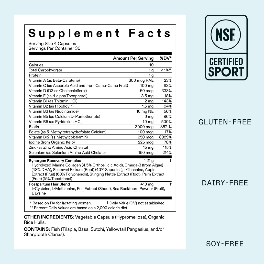 Nutrafol Postpartum Hair Growth Supplements, Clinically Tested for Visibly Thicker Hair