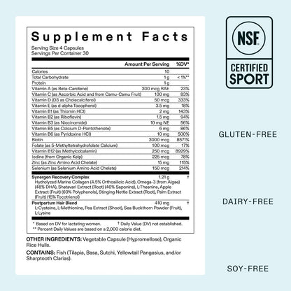 Nutrafol Postpartum Hair Growth Supplements, Clinically Tested for Visibly Thicker Hair