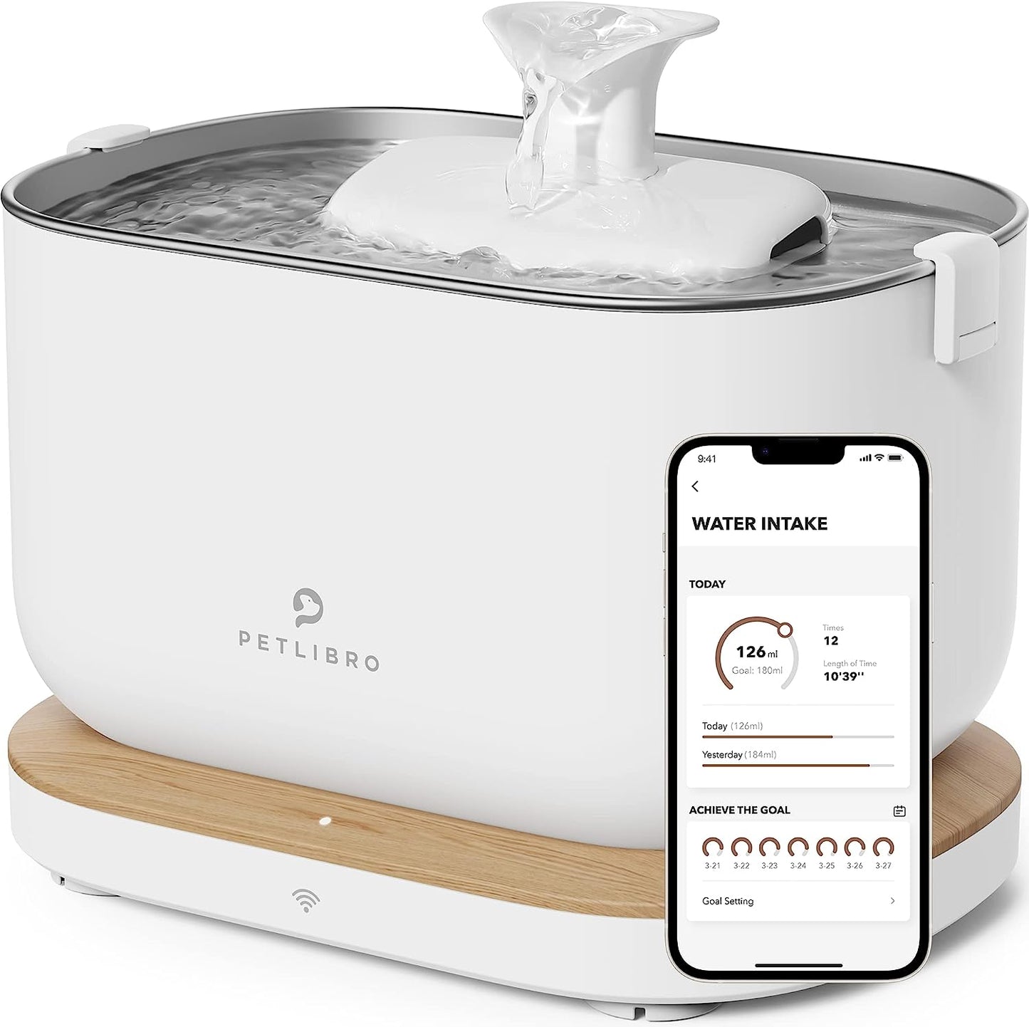 PETLIBRO App Monitoring Cat Water Fountain with Wireless Pump, 2.5L