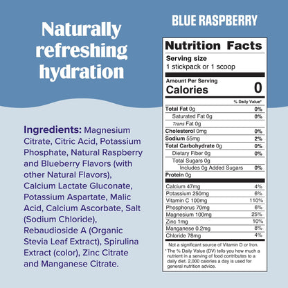 Ultima Replenisher Daily Electrolyte Drink Mix – Blue Raspberry, 20 Stickpacks – Hydration Packets with 6 Electrolytes & Trace Minerals – Keto Friendly, Vegan, Non-GMO & Sugar-Free Electrolyte Powder