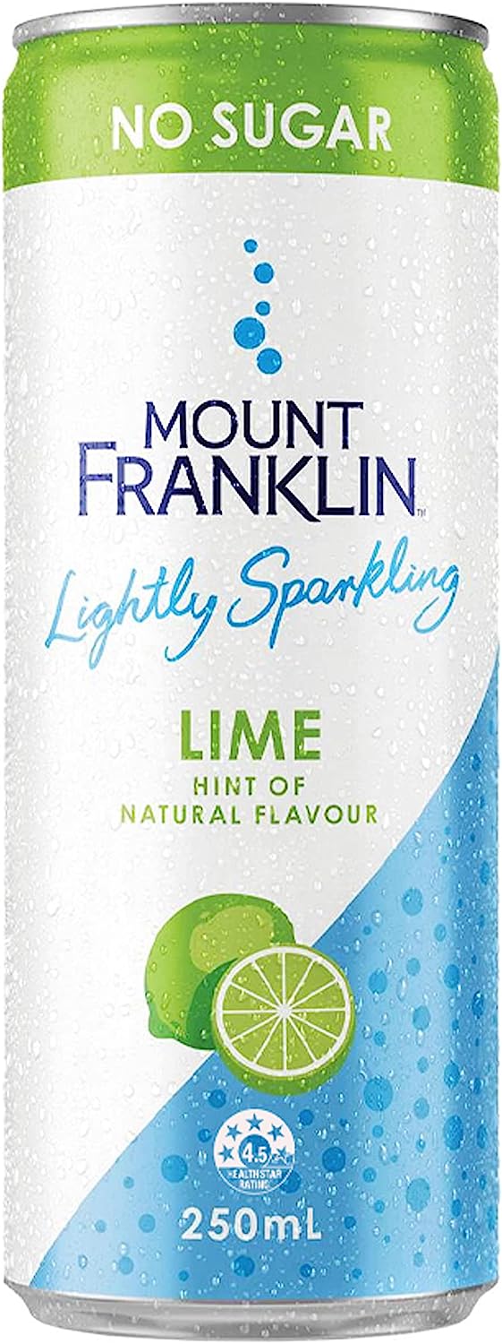 Mount Franklin Lightly Sparkling Water Lime Multipack Mini Cans 24 x 250mL