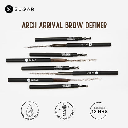l Brow Definer (01 Jerry Brown (Medium Brown) Medium, Jerry Brown, 0.35g)| Sweat & Humidity Resistant | Waterproof, Long-Lasting, 12hr coverage, built-in spoolie