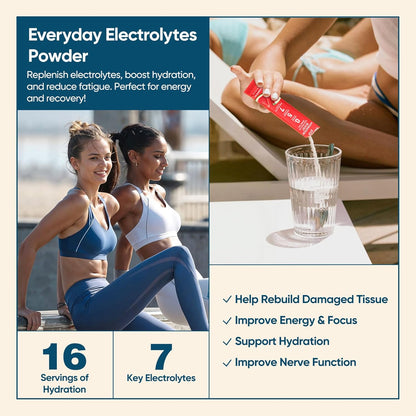 Venture Pal Sugar Free Electrolyte Powder Packets - Liquid Daily IV Hydration Packets for Rapid Rehydration | 7 Electrolytes & 5 Vitamins | Keto Friendly | Non-GMO | Vegan | Fast Dissolve | 16 Sticks