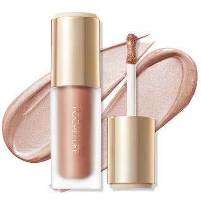 FOCALLURE Shimmer Liquid Highlighter, Smooth Cream Formula and Non-greasy Finish,Delivers a Natural Glow, Long Lasting Waterproof Illuminator Highlighter Face Enhancing Makeup,Desire Oxygen