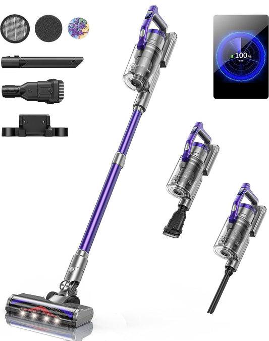 Honiture S14 Cordless Vacuum Cleaner, 450W Handheld Vacuum, Up to 55mins, OLED Color Screen Display, 8 Animation Modes, Multi-Cone Filteration, Stick Vacuum for Hardwood Floors, Carpet and Pet Hair
