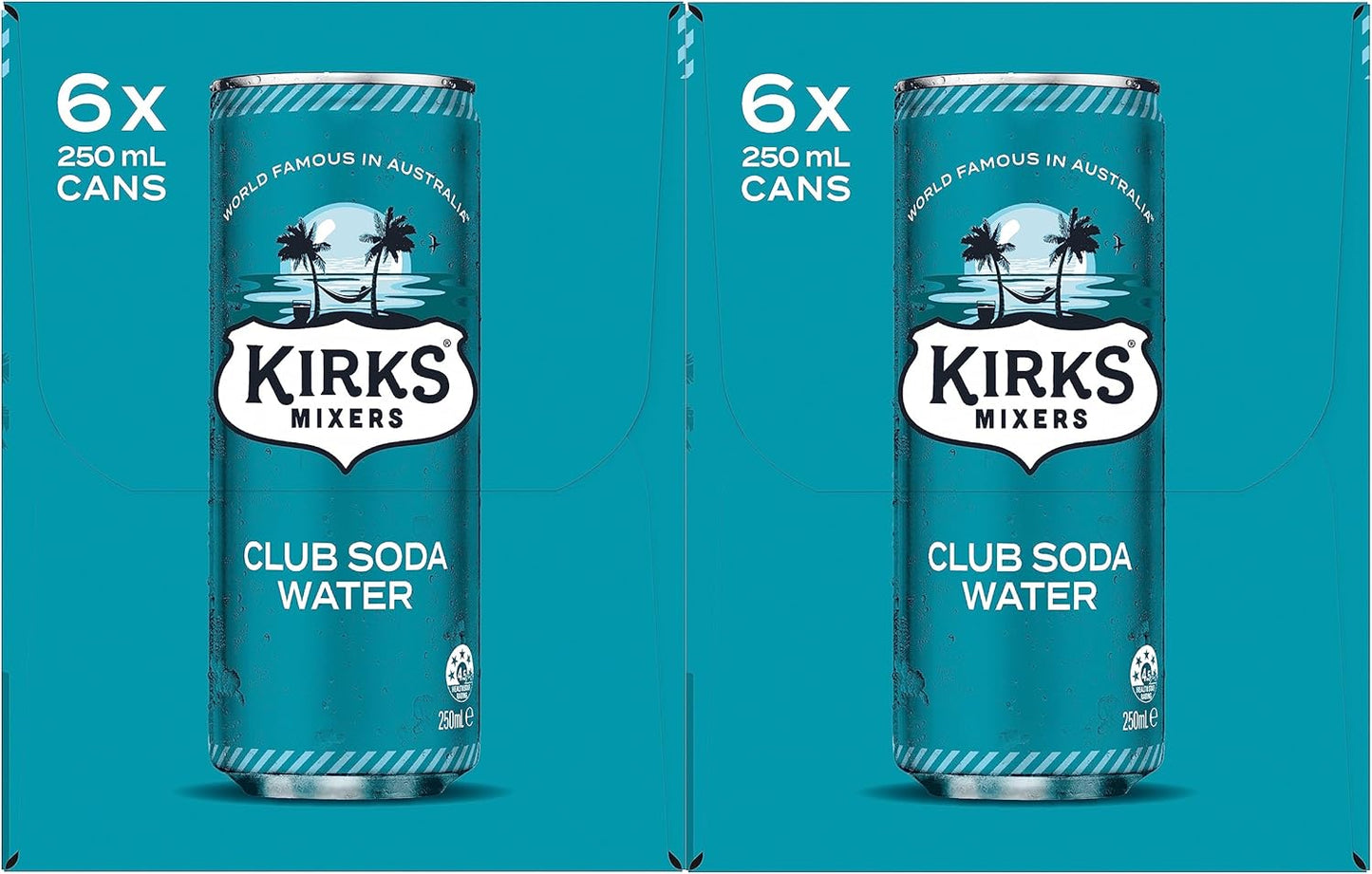 Kirks Mixers Soda Water Mini Can Multipack 24 x 250 mL