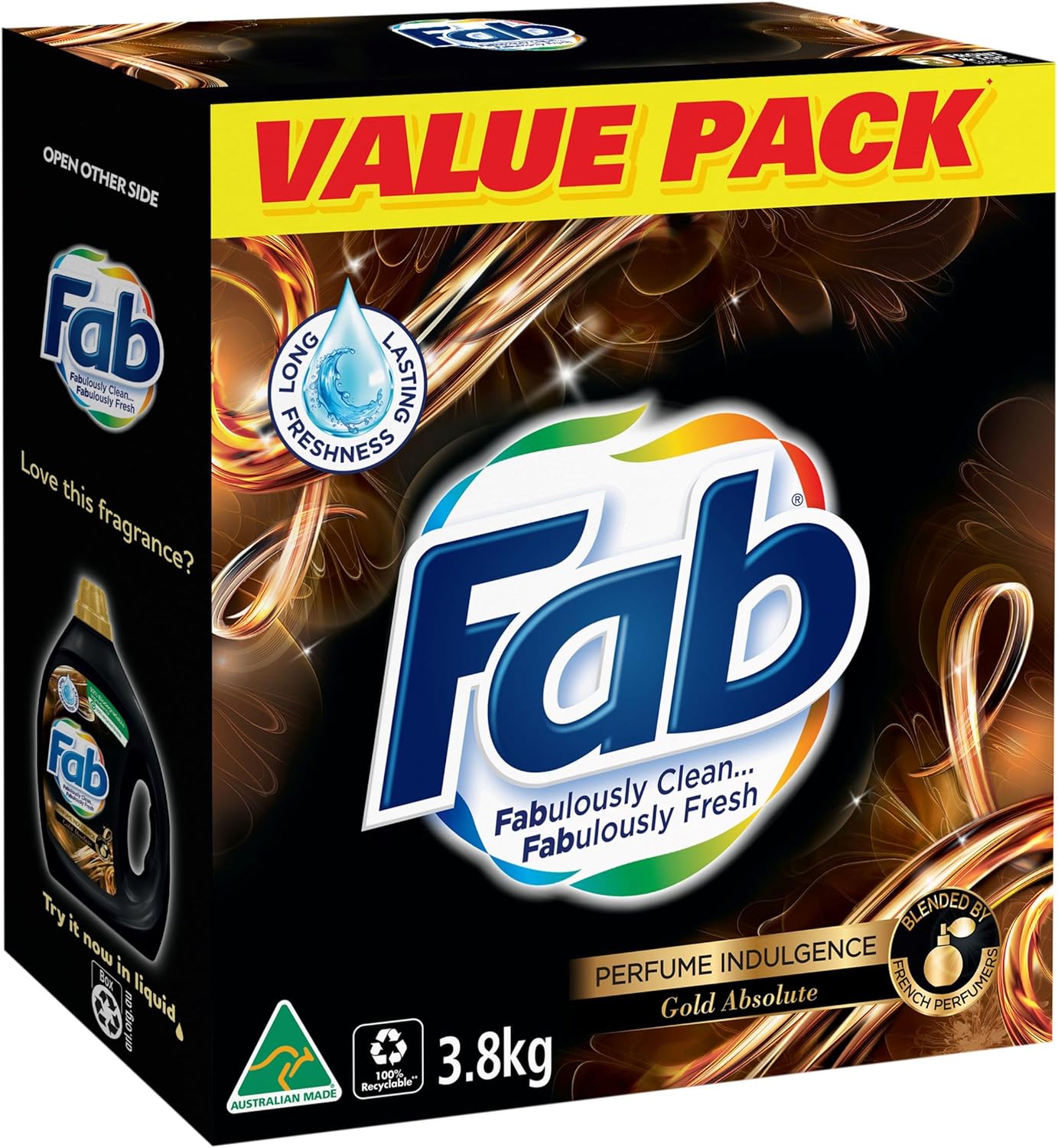Fab Perfume Indulgence Gold Absolute Laundry Powder Detergent, 3.8 Kilograms