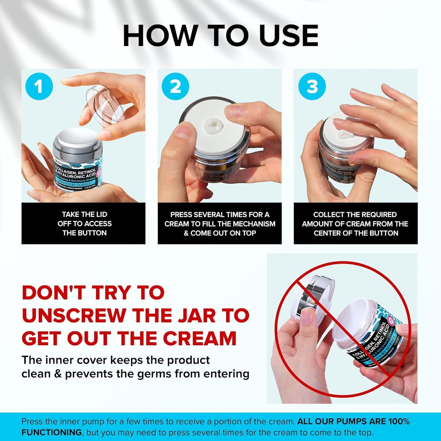 SimplyVital Face Moisturizer Collagen Cream - Anti Aging Neck and Décolleté - Made in USA Day & Night Face Cream - Moisturizing, Lifting & Recovery