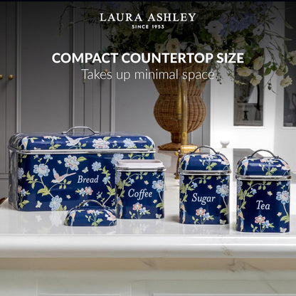 VQ Laura Ashley Tea Coffee and Sugar Canisters Set of 3 Stainless Steel Tea Sugar and Coffee Containers Set