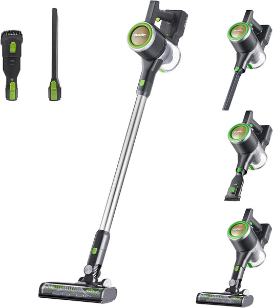 EUREKA Cordless Cleaner for Home, RapidClean Ultra 20kpa Powerful Suction w/LED Display Lightweight Stick Vacuum w/Detachable Battery for Hard Floor &Pet Hair,40min Runtime, NEC370GR, Green