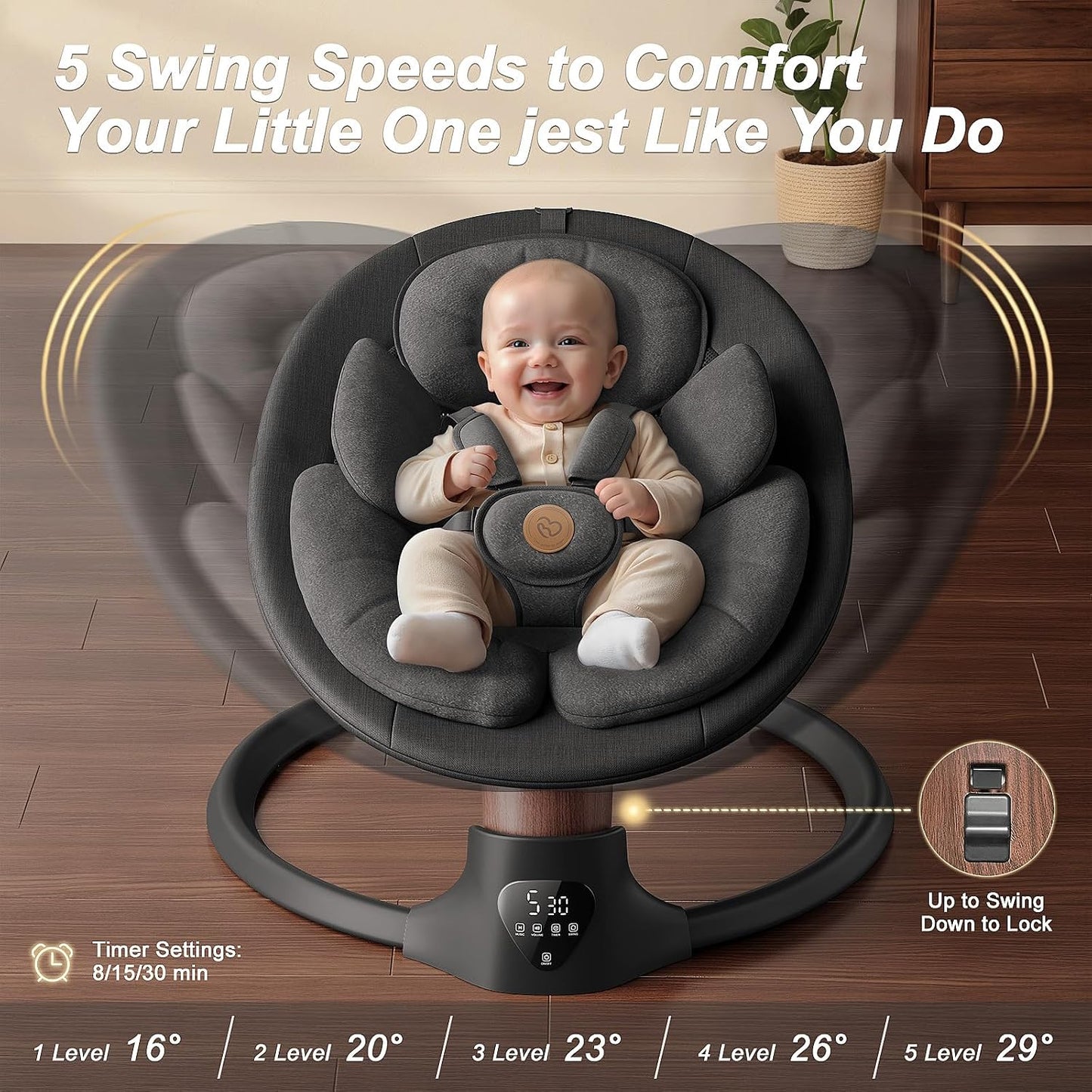 Baby Swings for Infants, BabyGlide Electric Baby Swing with Bluetooth Music