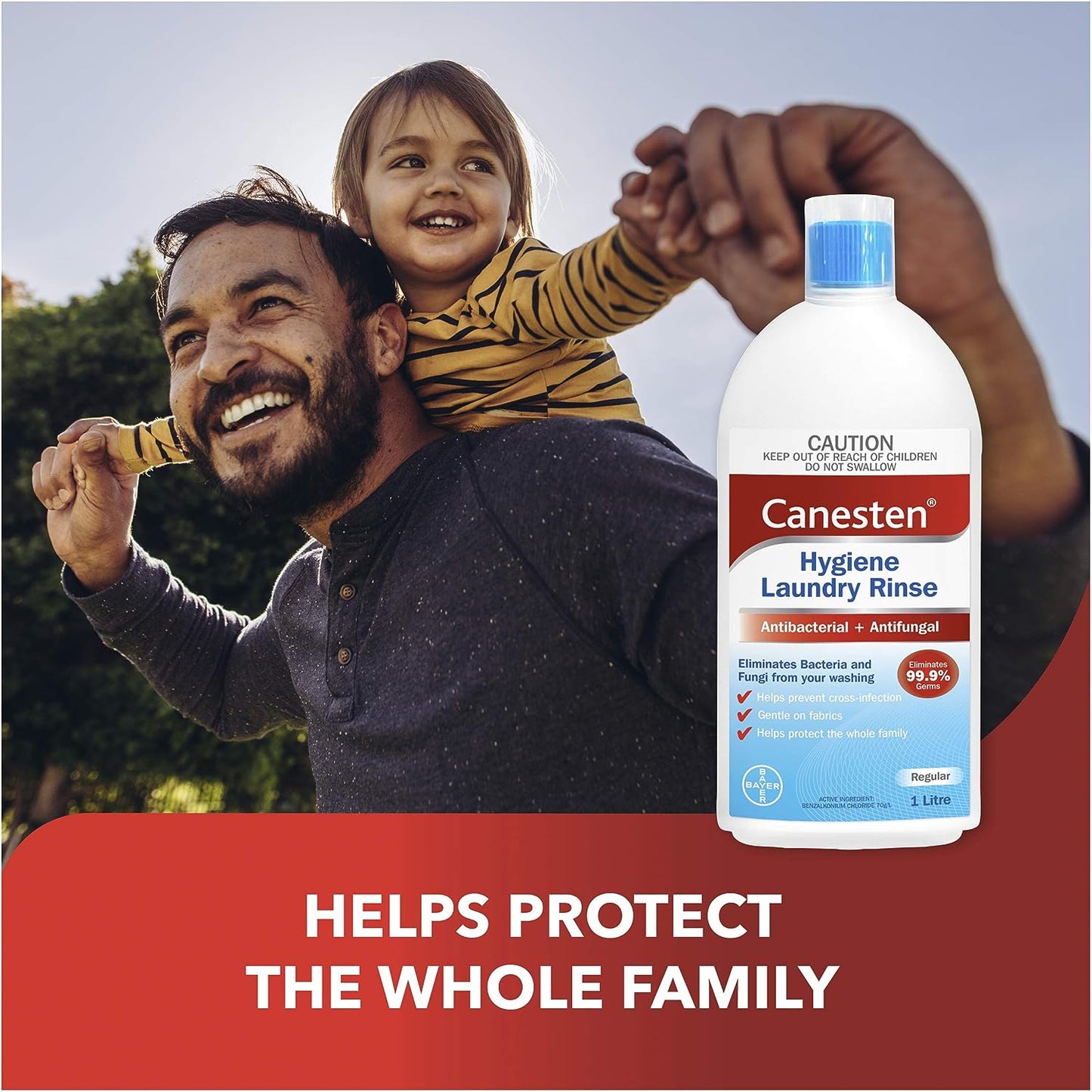 Canesten Antibacterial and Antifungal Hygiene Laundry Rinse, Eliminates Bacteria and Fungi from Your Washing, 1 Ltr