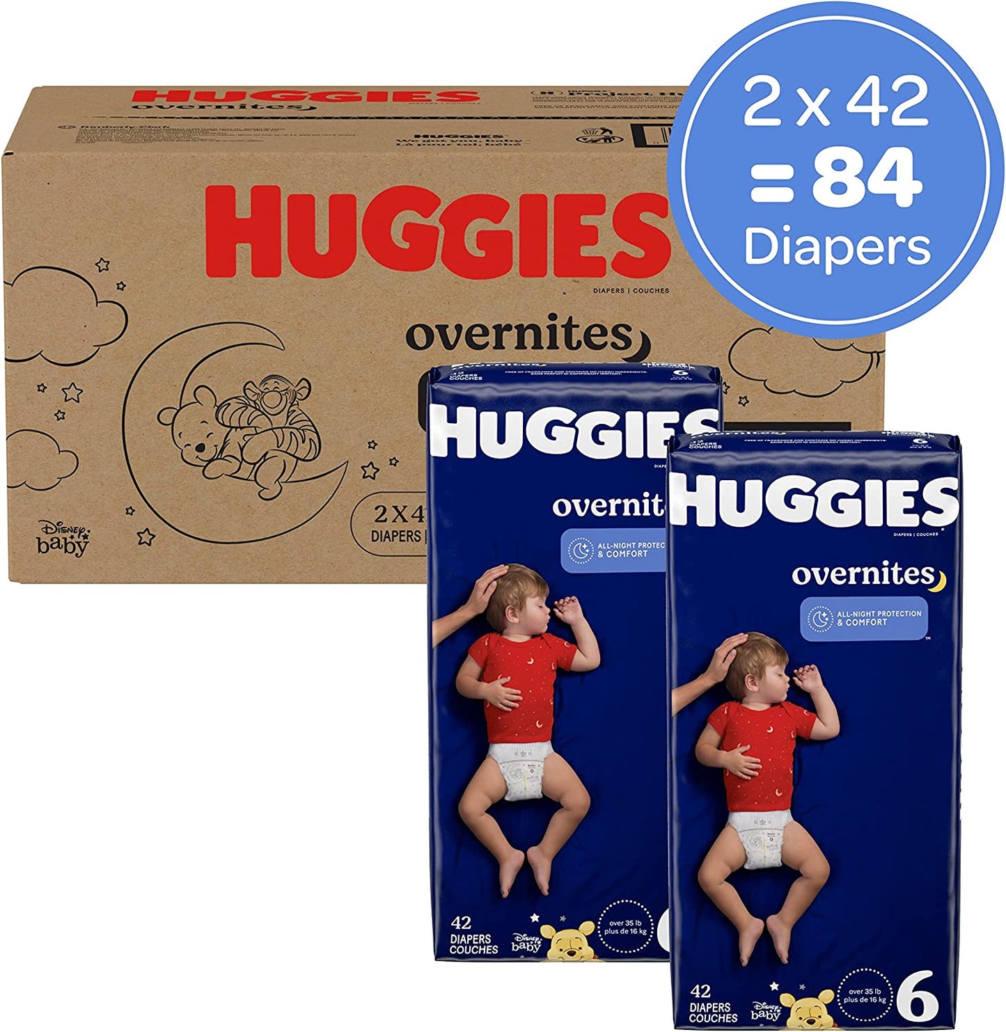 Huggies Overnites Baby Diapers Size 6, 84 Nappies