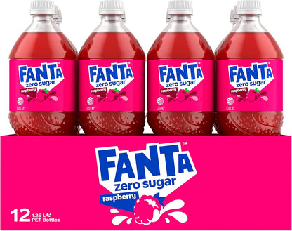 Fanta Raspberry Zero Sugar Soft Drink Multipack Bottles 12 x 1.25L