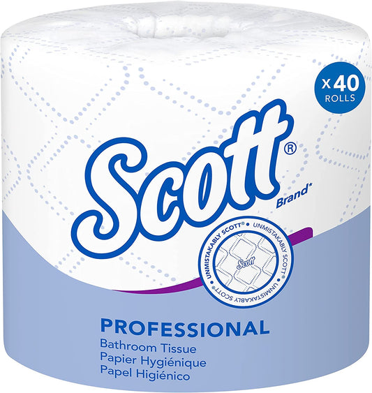 Scott 48040 Scott Toilet Rolls, White, 550 Sheets/Roll, Case of 40 Rolls, White