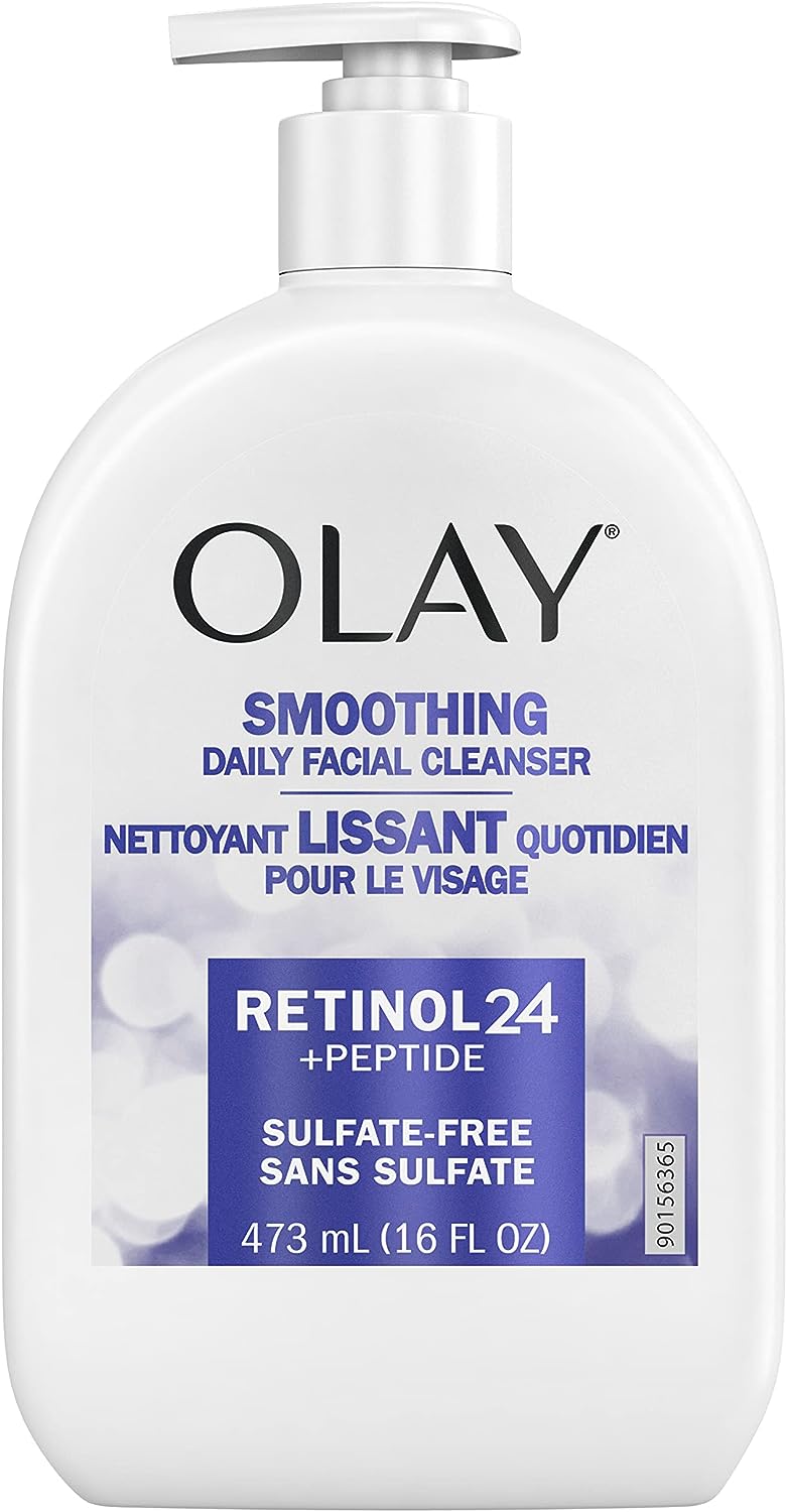 Olay Retinol 24 + Peptide Face Wash, Smoothing, Sulfate-Free, 16 oz