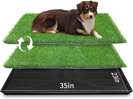 2-Pack Replacement Artificial Grass Puppy Training Pads, Quickly Absorbency Portable Dog Patio Potty for Balcony/Apartment Use