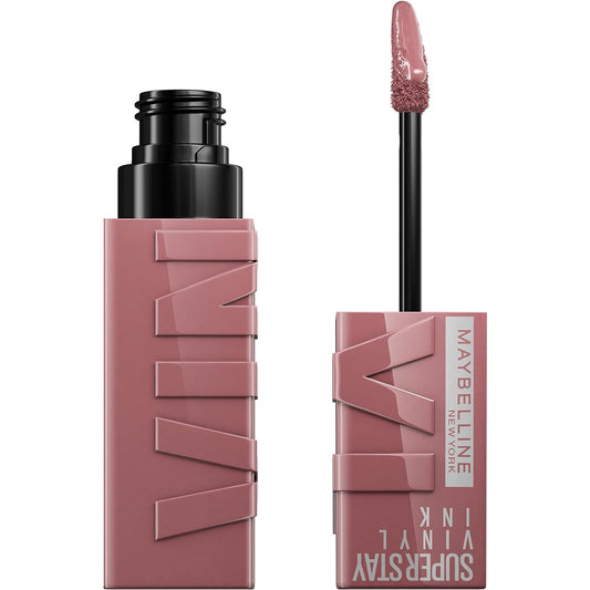 Maybelline Super Stay Vinyl Ink Longwear No-Budge Liquid Lipcolor Makeup, Highly Pigmented Color and Instant Shine, Awestruck, Pink Lipstick, 0.14 fl oz