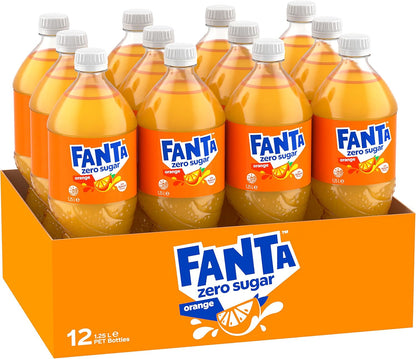 Fanta Orange Zero Sugar Soft Drink Multipack Bottles 12 x 1.25L