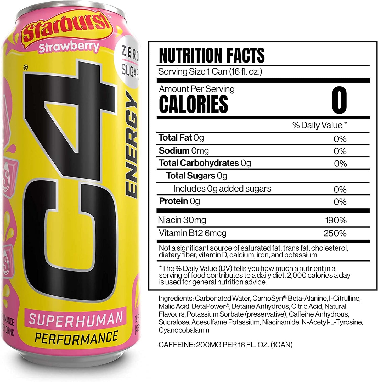 C4 Energy Drink by Cellucor | STARBURST Strawberry 473ml pack of 12