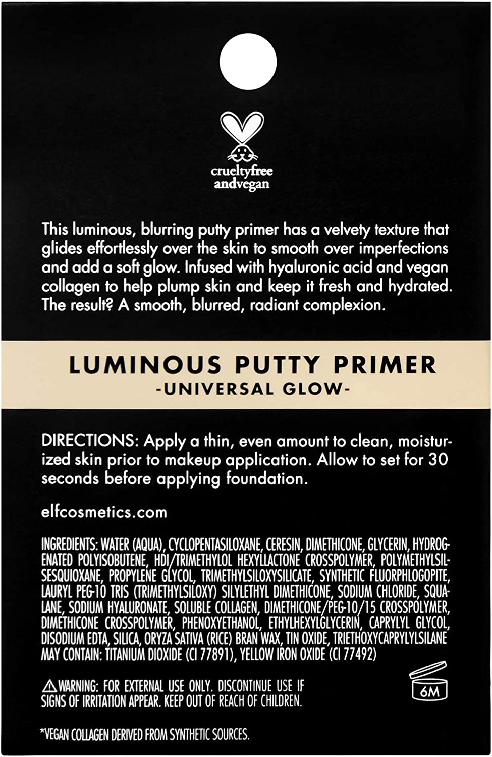 e.l.f, Luminous Putty Primer, Skin Perfecting, Lightweight, Silky, Long Lasting