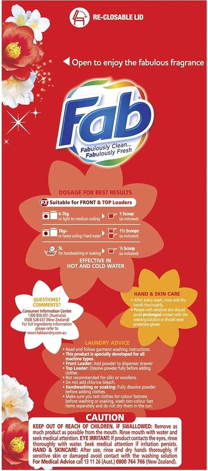 Fab Fresh Blossoms Front and Top Loader Laundry Powder Detergent 2 kg